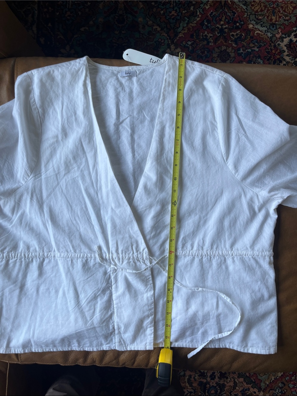 Tulip White Wrap-Front Tie-Waist Blouse